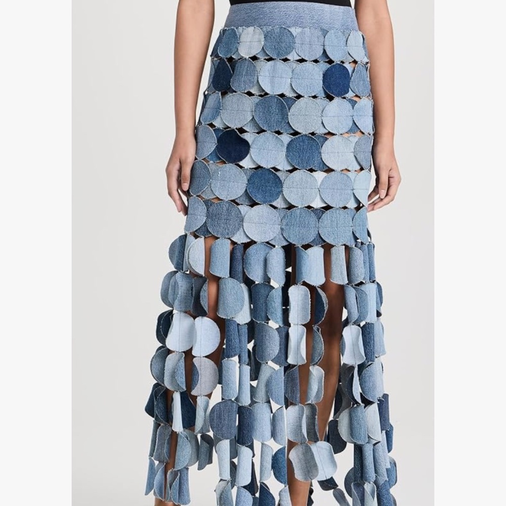 A.W.A.K.E. MODE Denim Multi Circle Skirt - Statement Designer Piece
